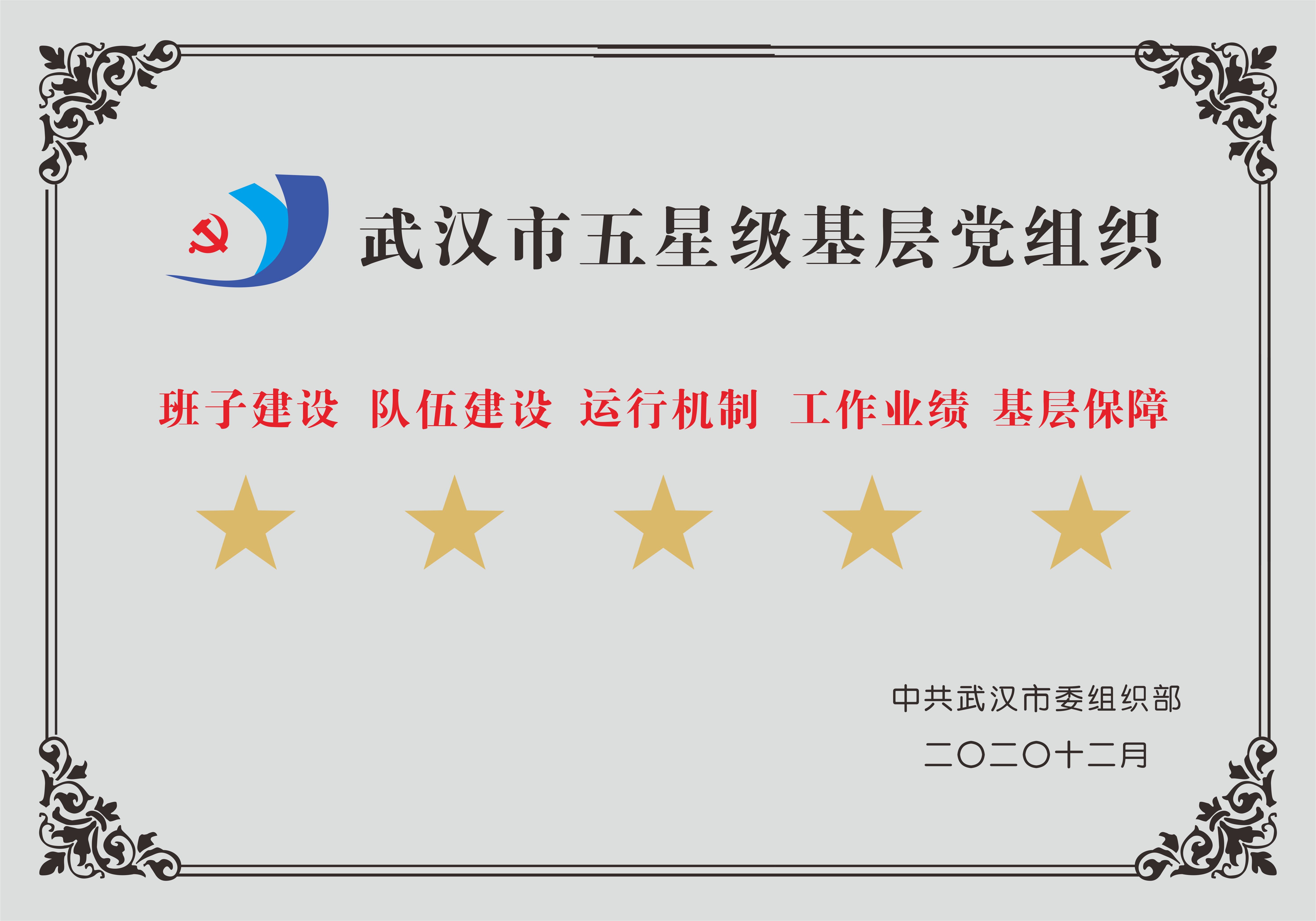 武汉市委组织部 武汉市五星级基层党组织