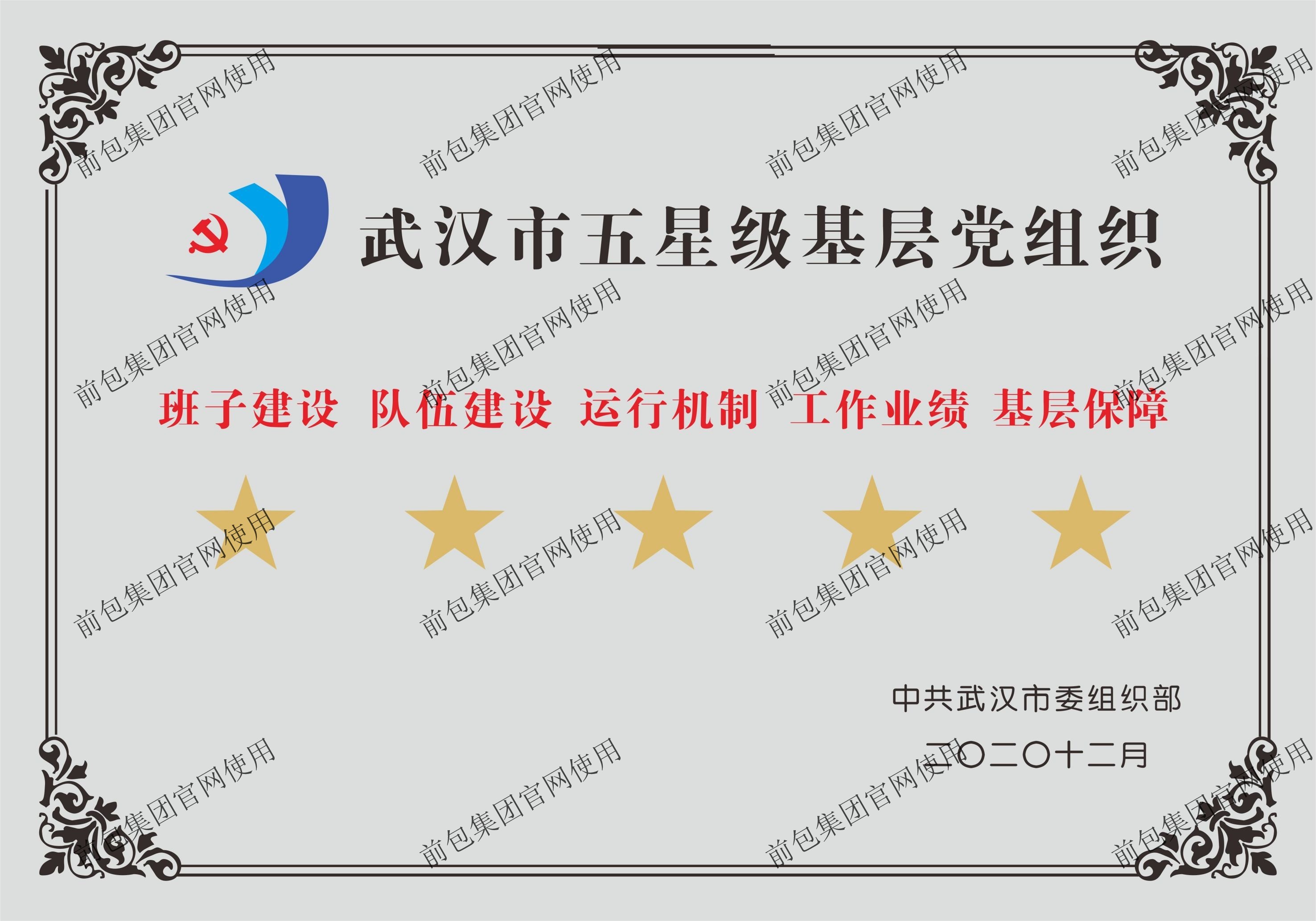 武汉市委组织部 武汉市五星级基层党组织